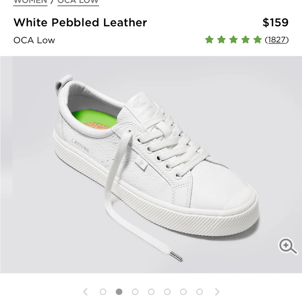 Cariama OCA Low White Pebbled Leather Sneakers women’s 9.5
